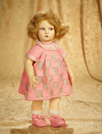 Italian Felt Character Girl, Model 450, by Lenci with original costume and label. $600/800