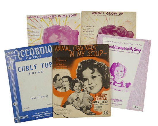 Five Sheet Music Folios for "Curly Top" by Various Publishers 100/150