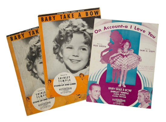Three Sheet Music Folios, "Stand Up and Cheer" and "Baby Take A Bow" 150/200
