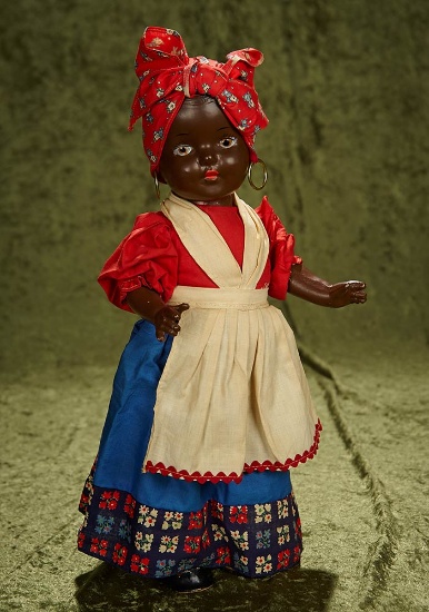 16" American composition brown-complexioned doll "Mammy", original tag & costume. $200/300