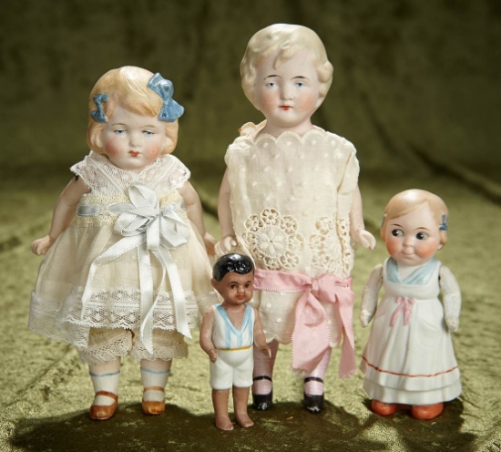 3 1/2"-8" Four German all-bisque dolls with sculpted hair including googly, $400/600