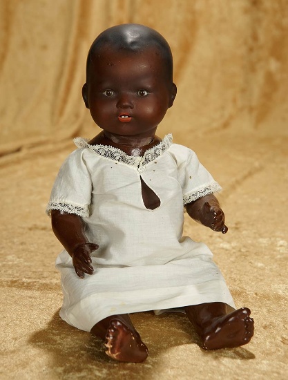 15" German brown-complexioned bisque doll, AM 351, beautiful complexion and body. $300/500