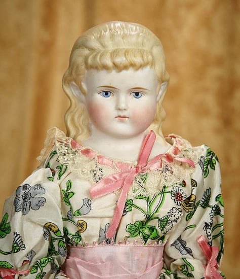 18" German bisque doll with blonde sculpted curls, model 974 by Alt, Beck & Gottschalk. $300/500