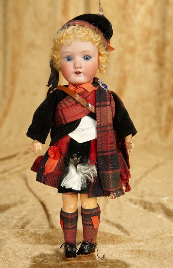 12" German bisque child by Marseille with original Scottish costume. $300/400