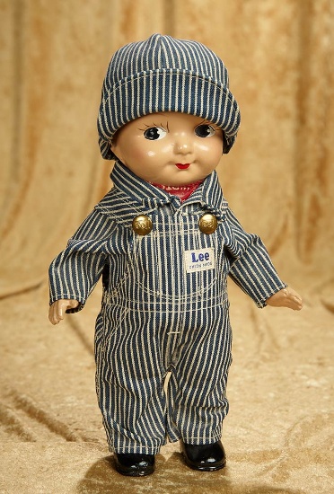 13" American composition "Buddy Lee" in original Lee overalls and cap. $300/500