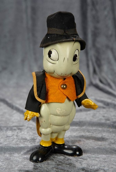 10" American composition "Jiminy Cricket" with original costume. $400/500