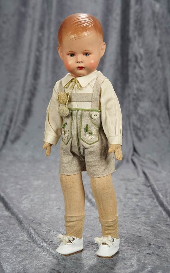 16" German celluloid character boy with original lederhausen costume. $300/400