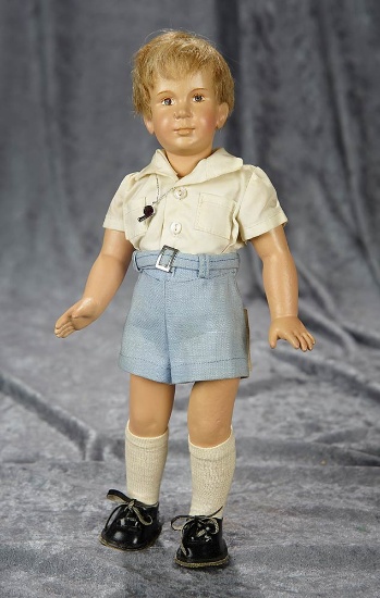 12" Rare American artist doll "Peter Ponsett" at age 5, by Dewees Cochran. $1100/1400