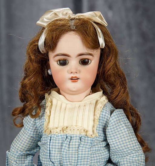18" German bisque child, 1079 by Simon and Halbig with rare mohair lashes. $400/600