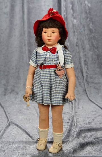 18" German Character Doll "Evelyn" by Kathe Kruse, US Zone era, original paper tags. $400/600