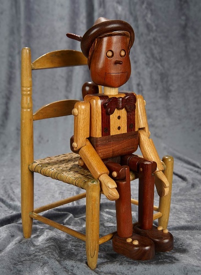 20" Finely crafted all-wooden fully-jointed Pinocchio $300/500