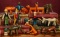 Thirteen American Wooden Toys by Jay-Mar Including Miniature Circus 600/900