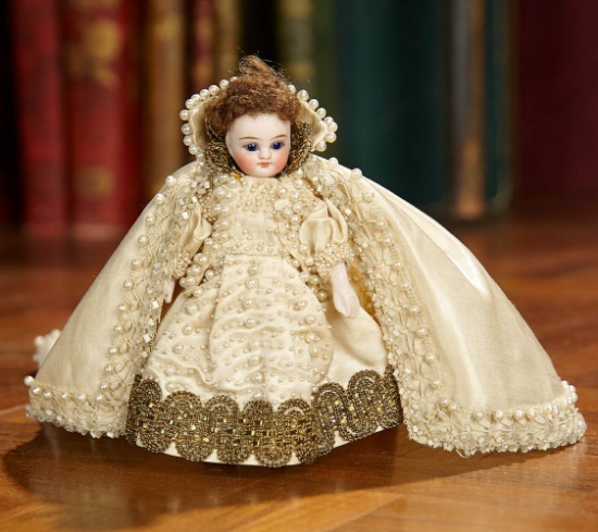 German All-Bisque Miniature Doll with Exquisite Costume 600/800