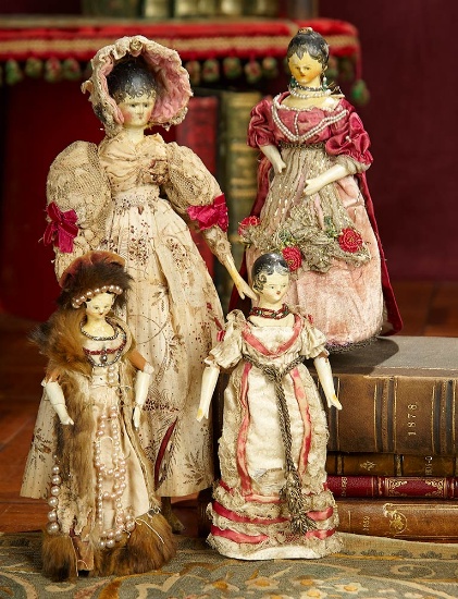 Four Wooden Grodnertal Dolls with Original Costumes and Family Provenance 2500/3500