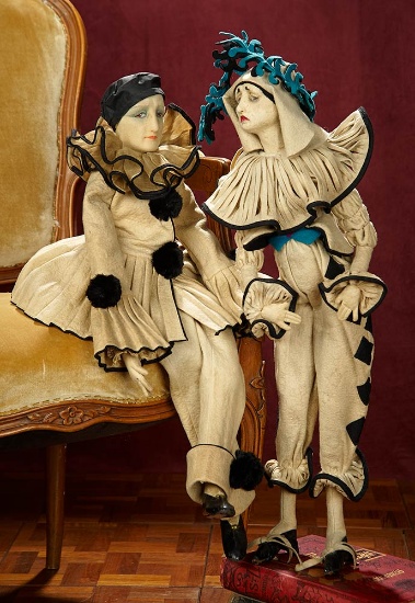 Italian Felt Theatrical Doll "Pierrot" by Lenci from Early Period 900/1200