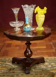 French Doll-Sized Pedestal Table with Decorative Glassware 400/500