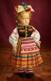 Italian Felt Character Girl, Series 110, by Lenci in Elaborately Trimmed Costume 1100/1400