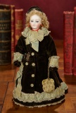 Petite French Bisque Poupee with Portrait Face, Fine Antique Costume 1200/1600