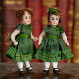 Pair, German All-Bisque Miniature Dolls as Twins 300/400