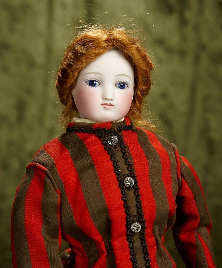 17" French bisque poupee by Barrois with cobalt blue eyes. $1800/2100