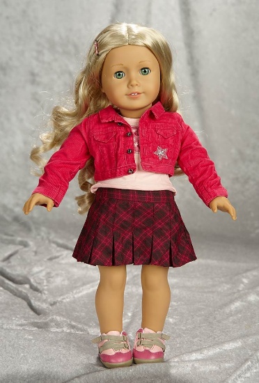 Blonde American Girl with seven various American Girl costumes. $200/300