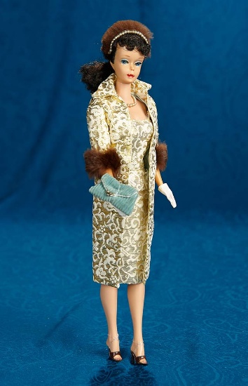 Brunette Ponytail Barbie #4, 1960/61 in "Evening Splendor" Ensemble. $200/400