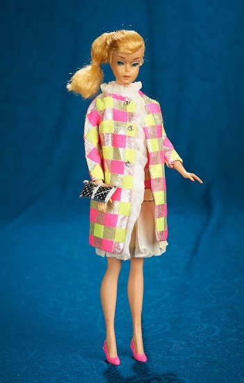 Blonde Swirl Ponytail Barbie wearing "Sparkle Squares" ensemble. $200/300