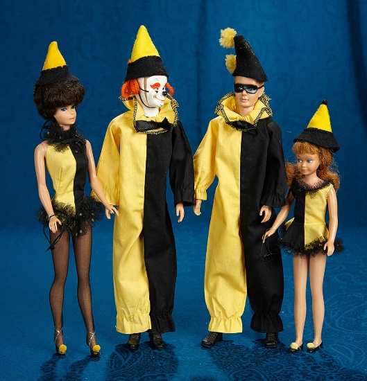 Barbie, Ken, Allan and Skipper in "Masquerade" costumes. $400/500