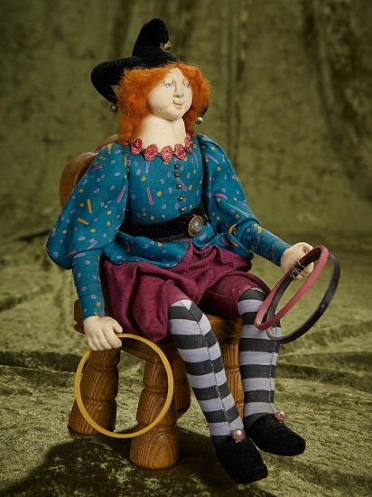 15" Juggling Harlequin Cloth Doll by Akira Blount. $600/900