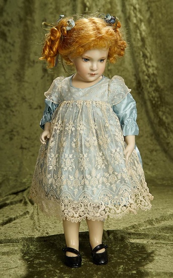 20" Wax portrait doll "Putto" by Brigette Deval in original silk costume. $600/900