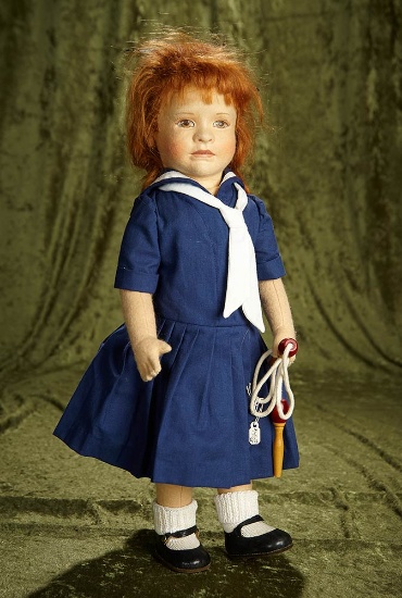 18" American felt artist doll "Lillian" by R. John Wright with jump rope, #74/500. $400/600