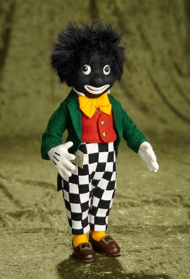 10" American black felt "Golliwog" doll by R. John Wright, mint in box. $300/400