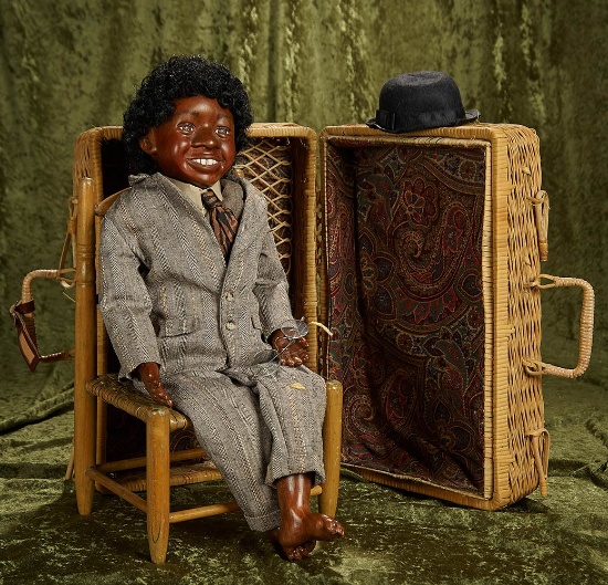 23" American artist doll "Maurice" of carved cherrywood by Nancy Brun. $300/500