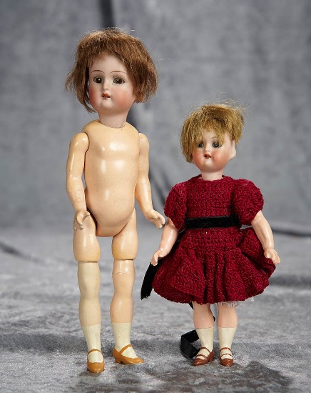 7" & 9" Two German bisque flapper dolls by Kammer and Reinhardt. $300/500