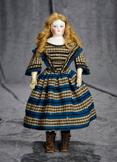 14" French bisque poupee with rare painted eyes and sturdy original poupee body. $1200/1700