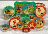 Miniature lithographed tin children's dishes by Ohio Art. $100/200
