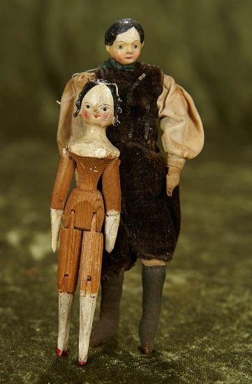 4"-5" Two Early German miniature dolls. $500/700