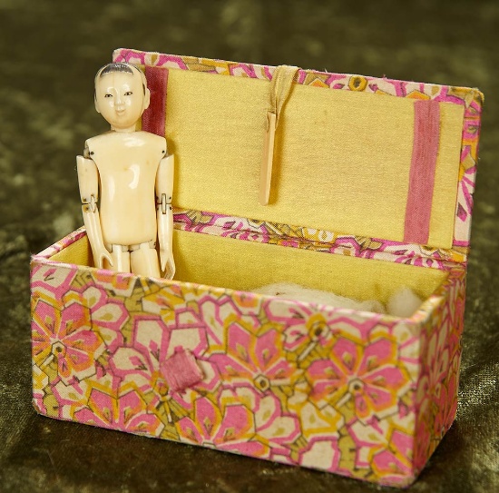 4" Rare Asian carved bone miniature doll with articulation. $400/500