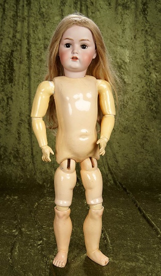 29" German bisque child doll, 214, by Kestner with beautiful expression and bisque. $400/600