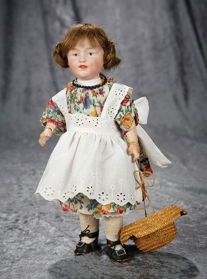 12" German bisque character, 7307, by Gebruder Heubach with dimpled cheeks. $500/700