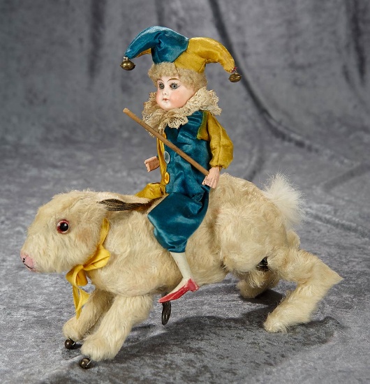 10" French mechanical "Jester Riding a Bunny" by Roullet et Decamps. $800/1000