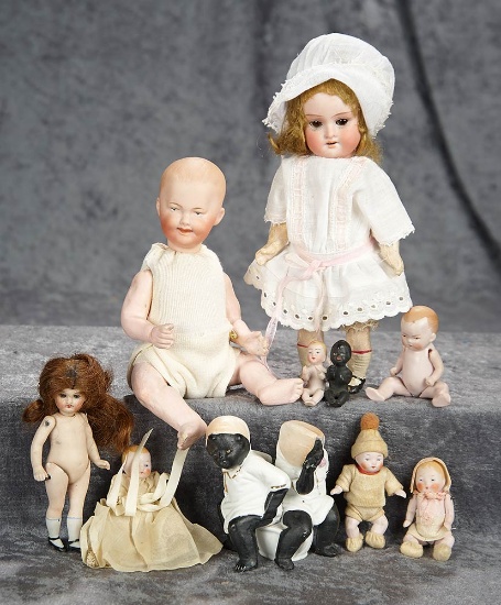 Collection, German bisque miniature dolls. $300/500