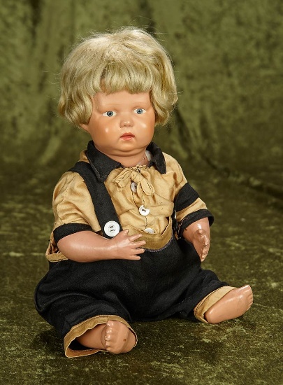 16" American carved wooden "Nature Baby" by Schoenhut with wonderful original wig. $400/600