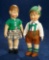 Pair, All-Original German Cloth Character Dolls Attributed to Bing 600/900