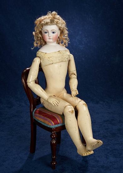 Very Rare Grand Exhibition French Bisque Poupee with Wooden Articulated Body 12,000/16,000