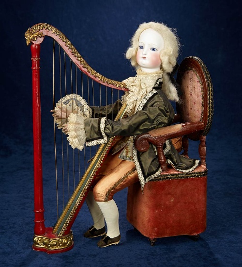 French Musical Automaton "The Marquis Harpist" Attributed to Jean Roullet 7500/9500