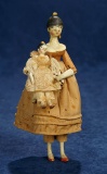 Grodnertal Wooden Doll with Tucked Comb Coiffure and her Miniature Matching Doll 800/1100