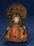 All-Original German All-Bisque Googly, 189, in Be-jeweled Cossack Costume 1100/1500