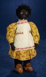 American Black Cloth Folk Doll with Embroidered Face 300/500