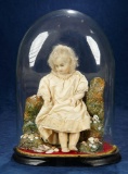 Early 19th Century Poured Wax Child in Seaside Setting, Under Dome 700/900